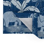 Happy Elephants in Blue - large scale