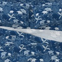 Happy Elephants in Blue - large scale