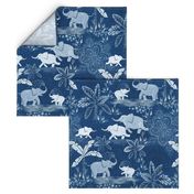 Happy Elephants in Blue - large scale