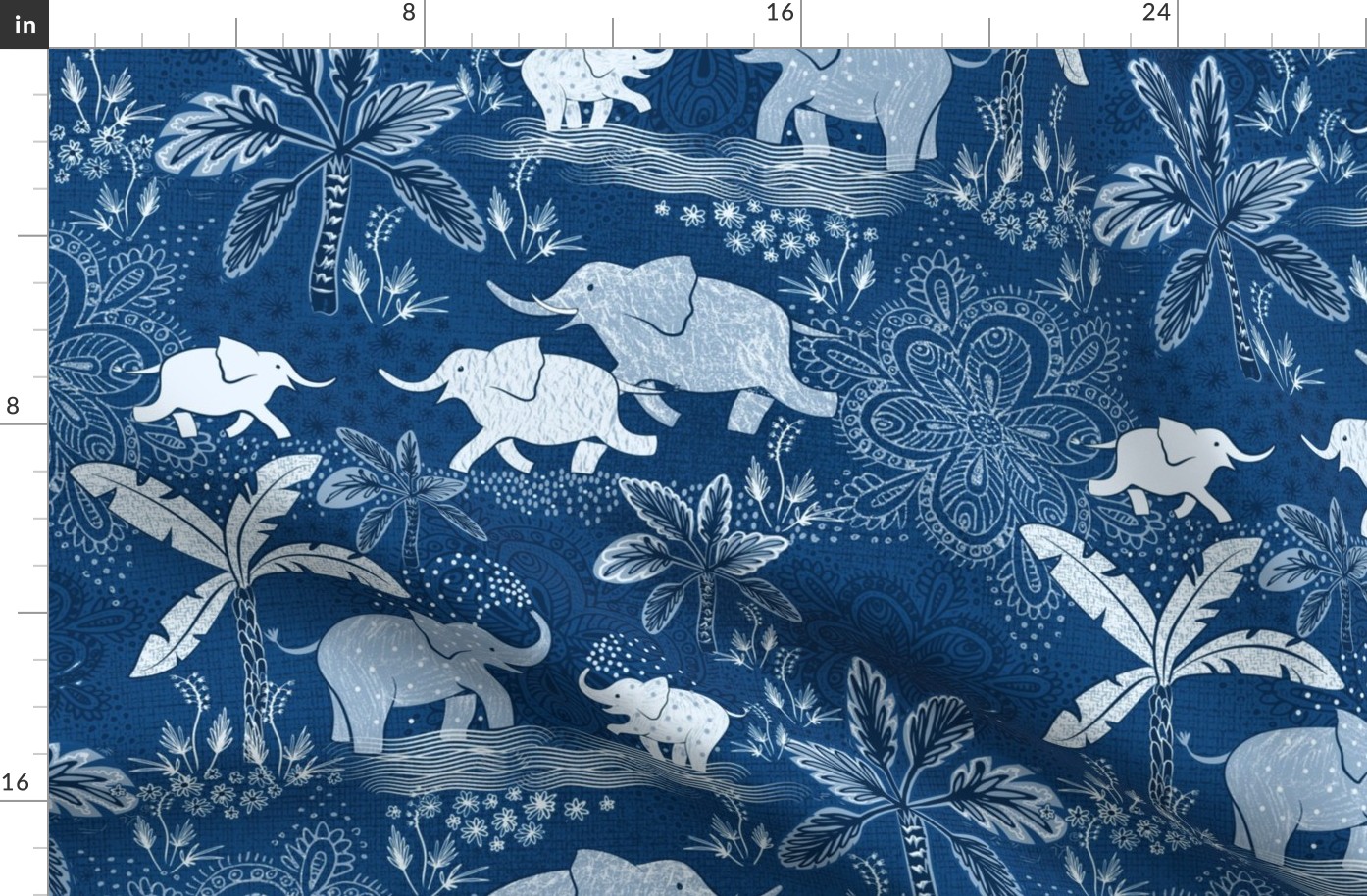 Happy Elephants in Blue - large scale