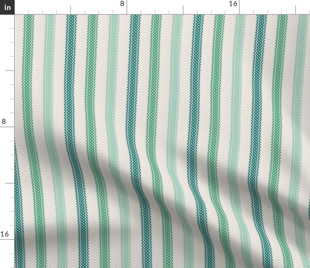 Monochromatic Three Stripe Ticking in Blue Greens