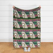 serape blanket _ llama-green