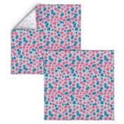 Retro Heart Flower Garden in Neon Blue + Pink