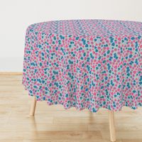 Retro Heart Flower Garden in Neon Blue + Pink