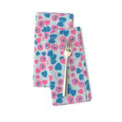 Retro Heart Flower Garden in Neon Blue + Pink