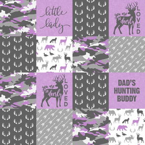 Little Lady - So Deerly Loved - Woodland Patchwork - Purple and grey - Dad's Hunting Buddy -   LAD20