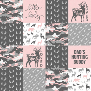 Little Lady - So Deerly Loved - Woodland Patchwork - Pink and grey - Dad's Hunting Buddy - LAD20
