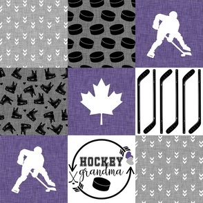 Hockey Grandma//Canada//Purple - Wholecloth Cheater Quilt