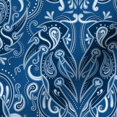 Blue Feather Damask