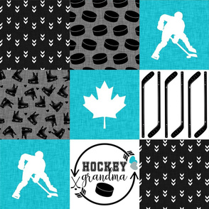 Hockey Grandma//Canada//Turquoise - Wholecloth Cheater Quilt