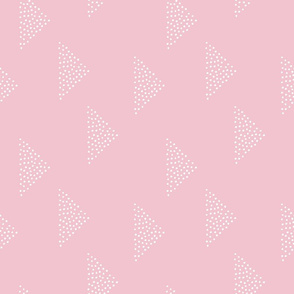 White dotted triangle on pink background