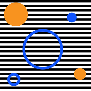 circle on stripes - orange and blue