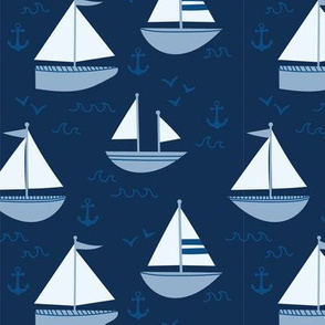 Sailboats in Classic Blue