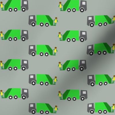 Garbage truck grey background - Camion-poubelle fond gris