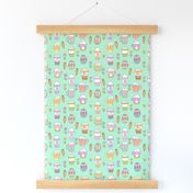 easter coffee fabric - coffee, cookies, cute, spring, pastel cookies, sugar cookies - mint brights