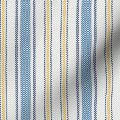 Ticking Two Stripe in Blue Gray and Yellow