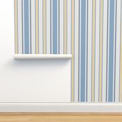 Ticking Two Stripe in Blue Gray and Yellow