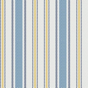 Ticking Two Stripe in Blue Gray and Yellow