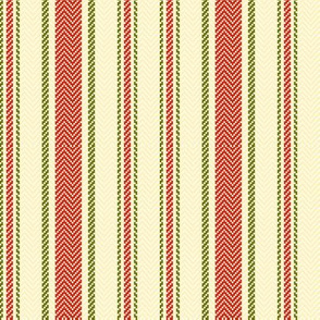 Ticking Two Stripe in Christmas Red and Green