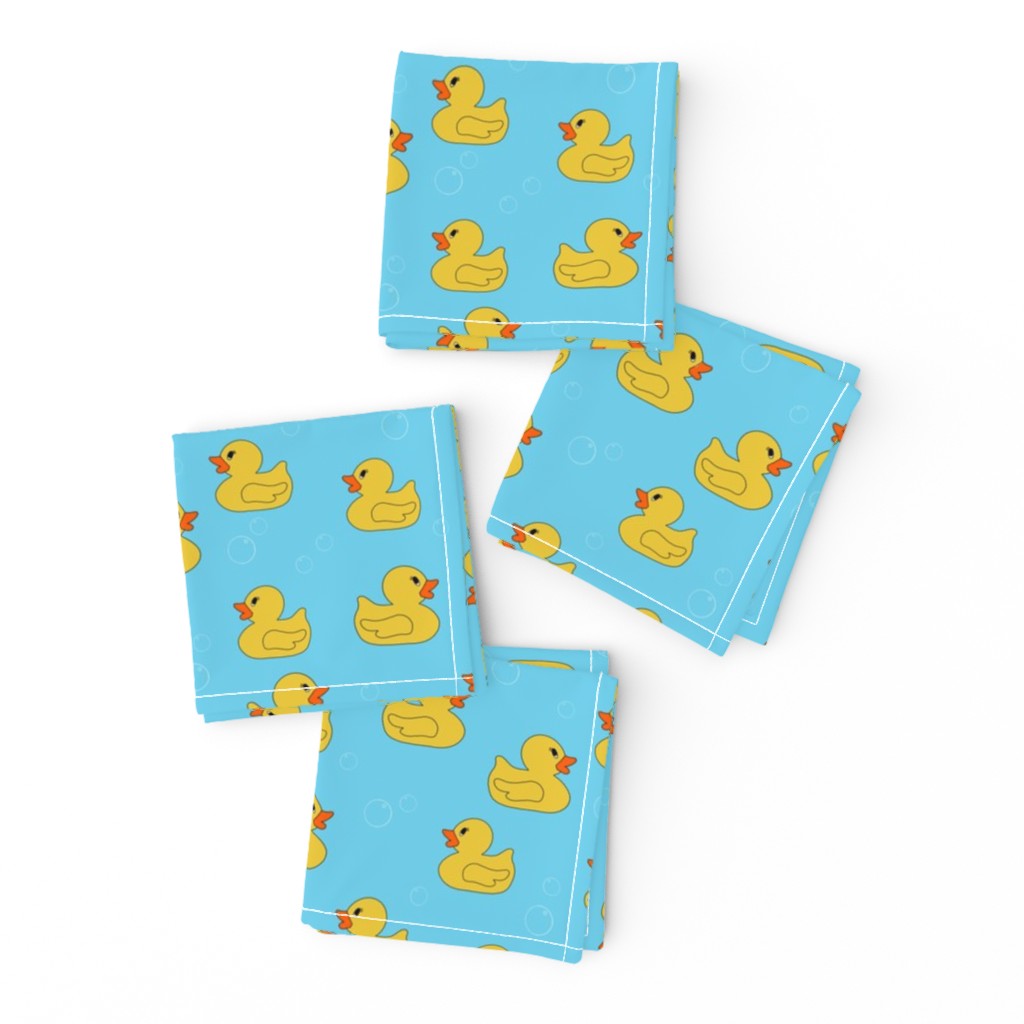 rubber duckie fabric - rubber duck fabric, cute bathtime fabric, bath fabric, baby fabric, kids fabric - blue and yellow