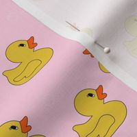 rubber duckie fabric - rubber duck fabric, cute bathtime fabric, bath fabric, baby fabric, kids fabric - pink and yellow