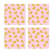 rubber duckie fabric - rubber duck fabric, cute bathtime fabric, bath fabric, baby fabric, kids fabric - pink and yellow