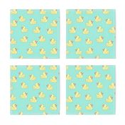 rubber duckie fabric - rubber duck fabric, cute bathtime fabric, bath fabric, baby fabric, kids fabric - mint