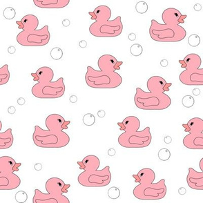 rubber duckie fabric - rubber duck fabric, cute bathtime fabric, bath fabric, baby fabric, kids fabric - baby pink