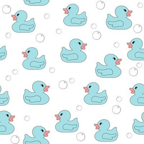 rubber duckie fabric - rubber duck fabric, cute bathtime fabric, bath fabric, baby fabric, kids fabric - baby blue