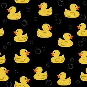 rubber duckie fabric - rubber duck fabric, cute bathtime fabric, bath fabric, baby fabric, kids fabric - black