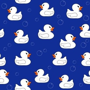 rubber duckie fabric - rubber duck fabric, cute bathtime fabric, bath fabric, baby fabric, kids fabric -   royal blue