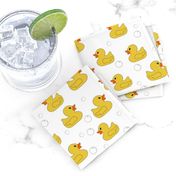 rubber duckie fabric - rubber duck fabric, cute bathtime fabric, bath fabric, baby fabric, kids fabric - white