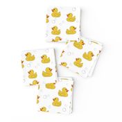 rubber duckie fabric - rubber duck fabric, cute bathtime fabric, bath fabric, baby fabric, kids fabric - white