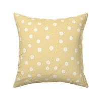 large creamy yellow with white dots gender neutral baby, cream, kids, sunshine, bright, hand-painted