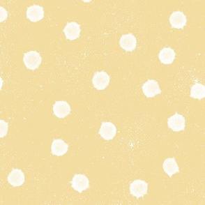 large creamy yellow with white dots gender neutral baby, cream, kids, sunshine, bright, hand-painted