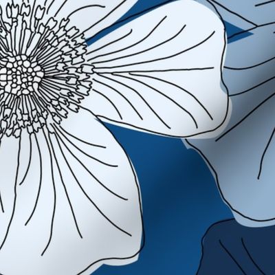 Prairie-blue roses - bold line art flowers