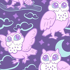 goodnight owls in purple