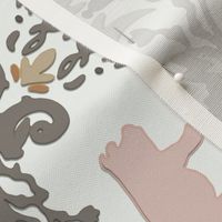 pig damask tea towel