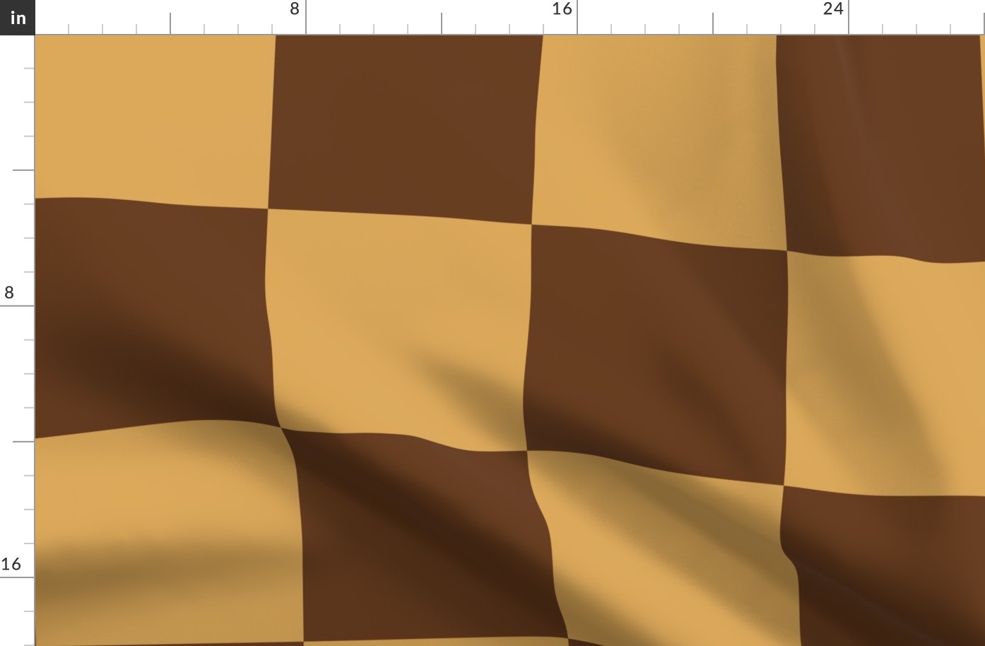 JP22 - Cheater Quilt Checkerboard in Seven Inch Squares of Golden Brown and Butterscotch Tan