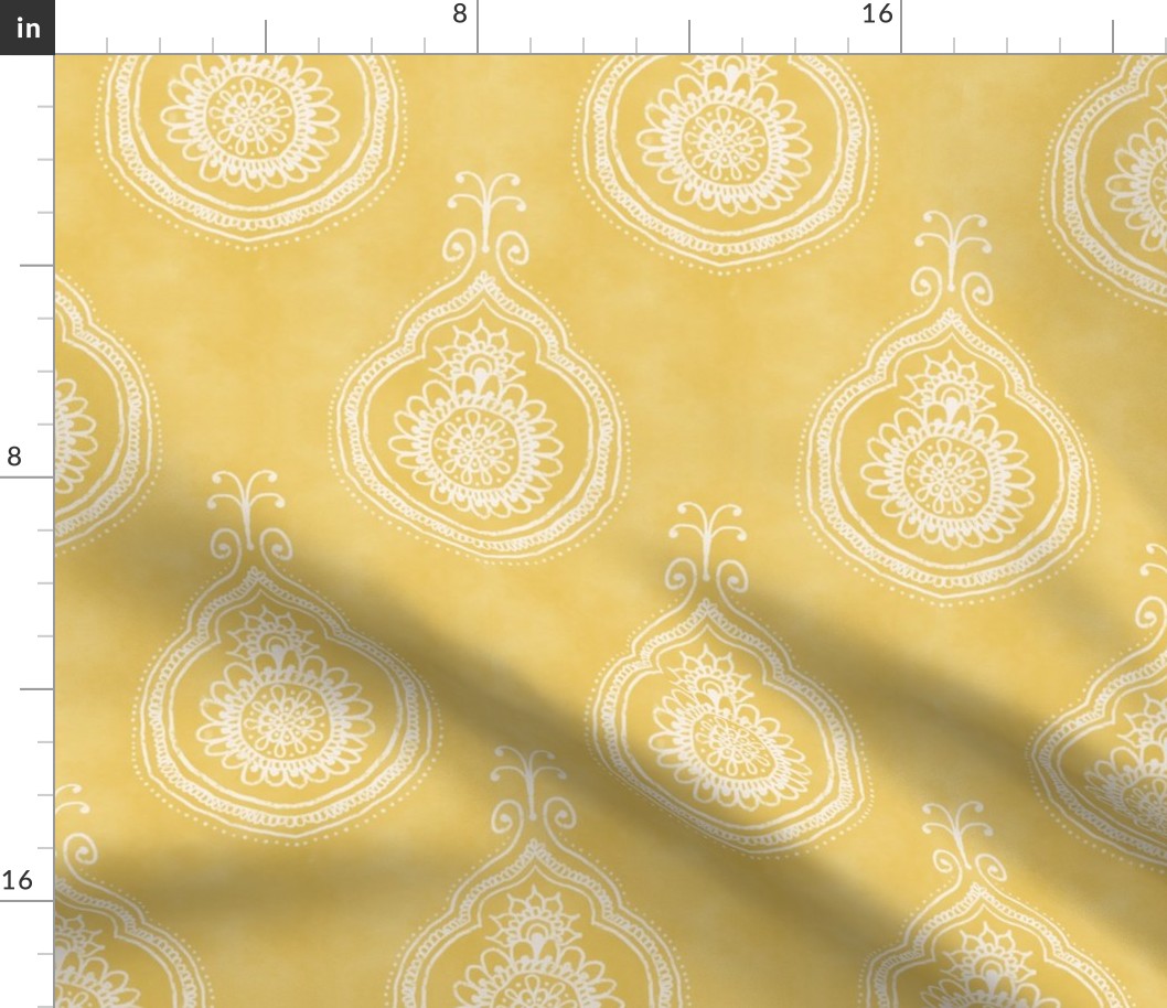 Boho print in  gold yellow pattern Large scale