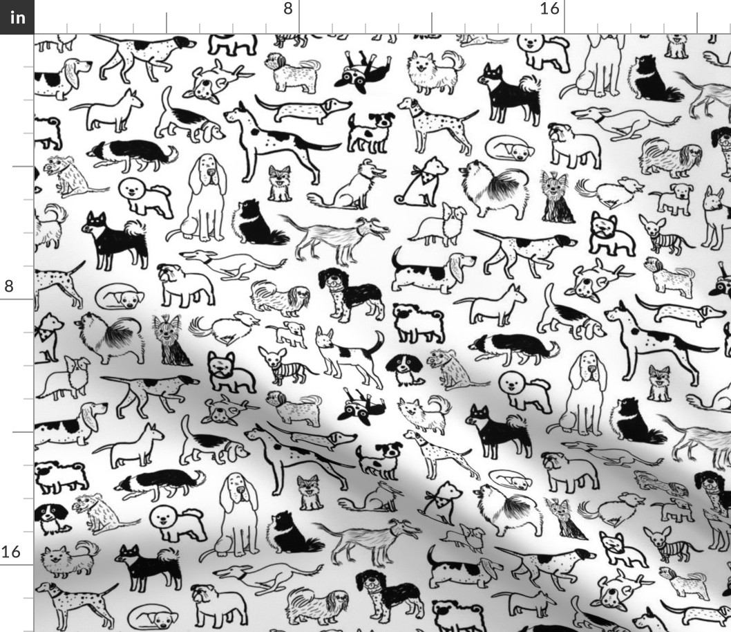 Black and White Dogs Pattern
