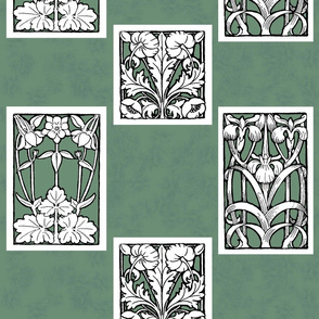 Art Nouveau floral cream on jade