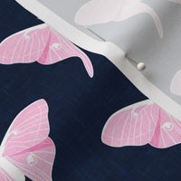 luna moth - v1 - pink on navy - LAD20