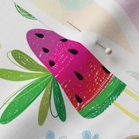 cutest ice cream summer berry monstera girl pattern