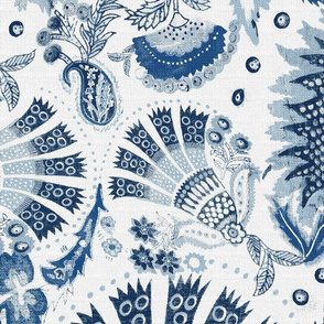 block print in classic blue (White)