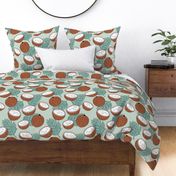 Coconut jungle and palm leaves garden tropical summer fruit island vibes mint green JUMBO