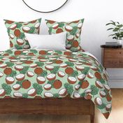 Coconut jungle and palm leaves garden tropical summer fruit island vibes mint green JUMBO