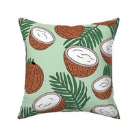 Coconut jungle and palm leaves garden tropical summer fruit island vibes mint green JUMBO