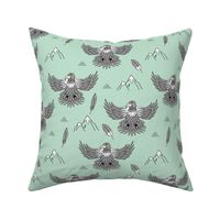 Fly like an eagle national parks and wild life birds and spring mountain peaks mint gray