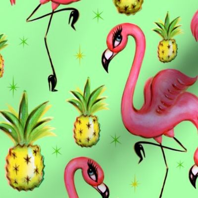 Large--Flamingos and Pineapples